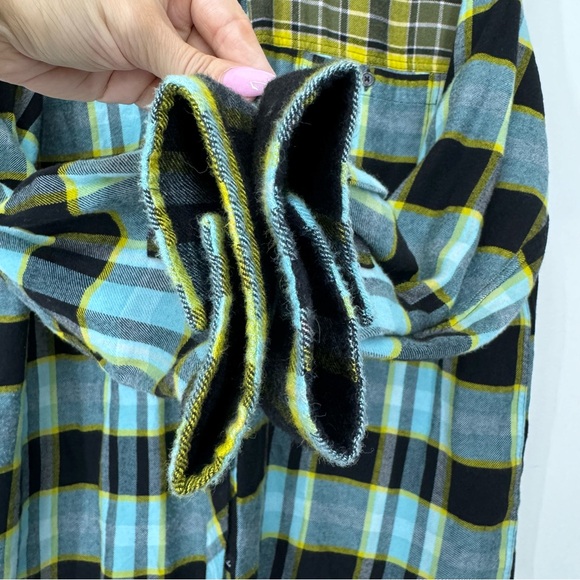 Rails Brando Sky Mixed Plaid Fringe Flannel Soft Button Up Shirt Size Large - Picture 7 of 16